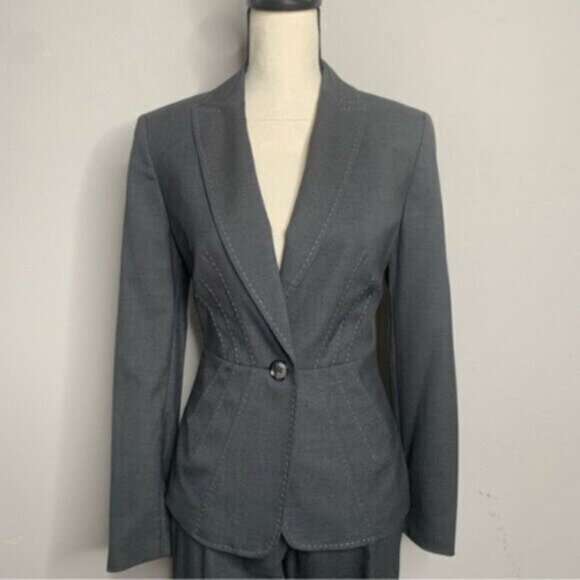 NWT Kasper Gray Two Piece Pants Suit Set - Picture 3 of 10